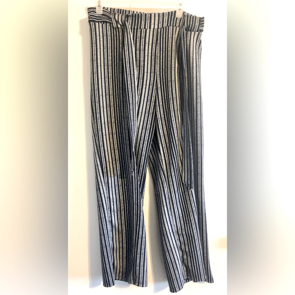 Navy and white striped pants
